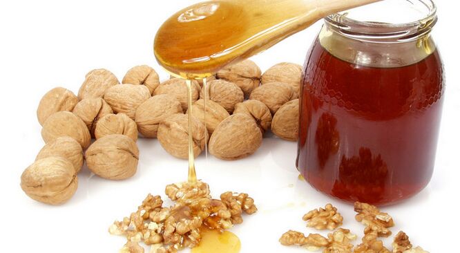 valnötter och honung för att öka styrkan